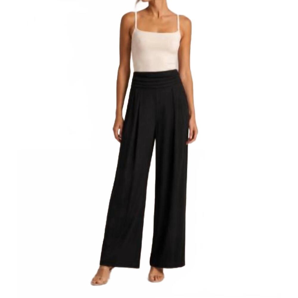 NEW SOLE patricia linen rayon pant in black